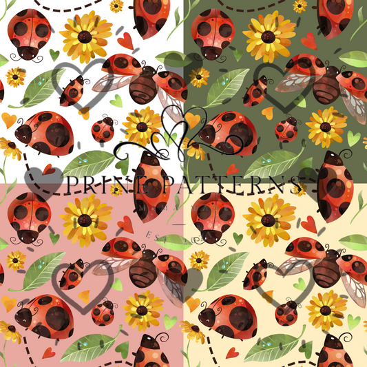 Ladybugs and sunflowers