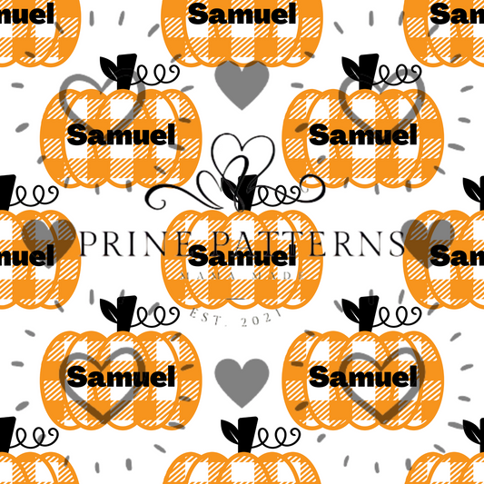 Name Pumpkin Samuel (White Plaid)