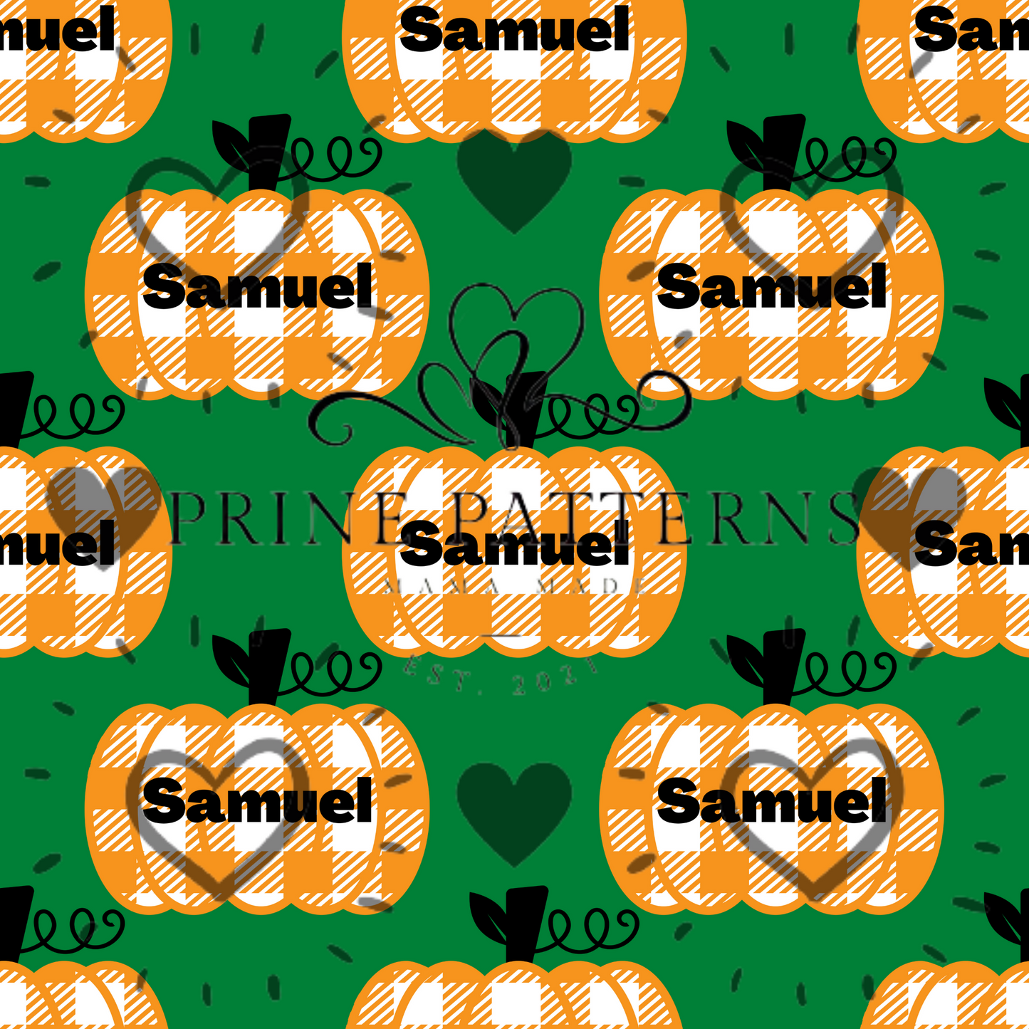 Name Pumpkin Samuel (Green Plaid)