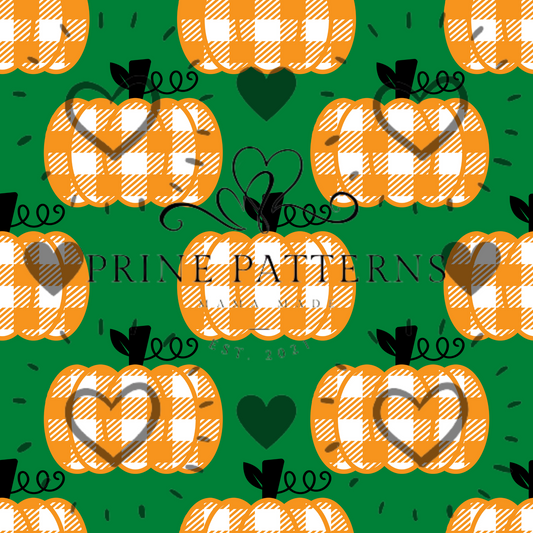 Plaid Pumpkin on Green