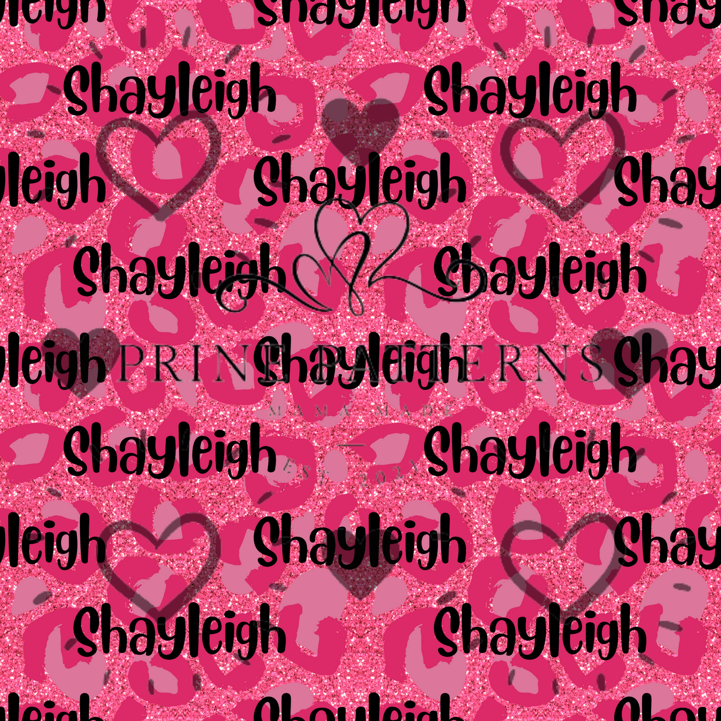 Pink glitter Cheetah Print Name Shayleigh