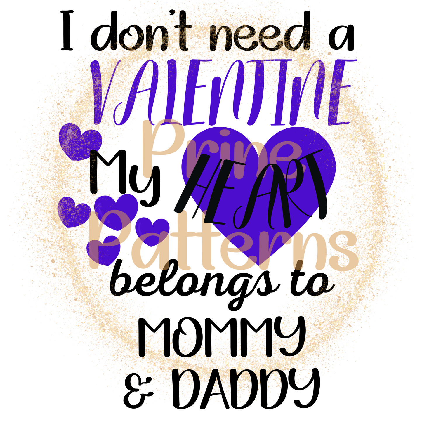 No Valentine Mom and Dad PNG Purple